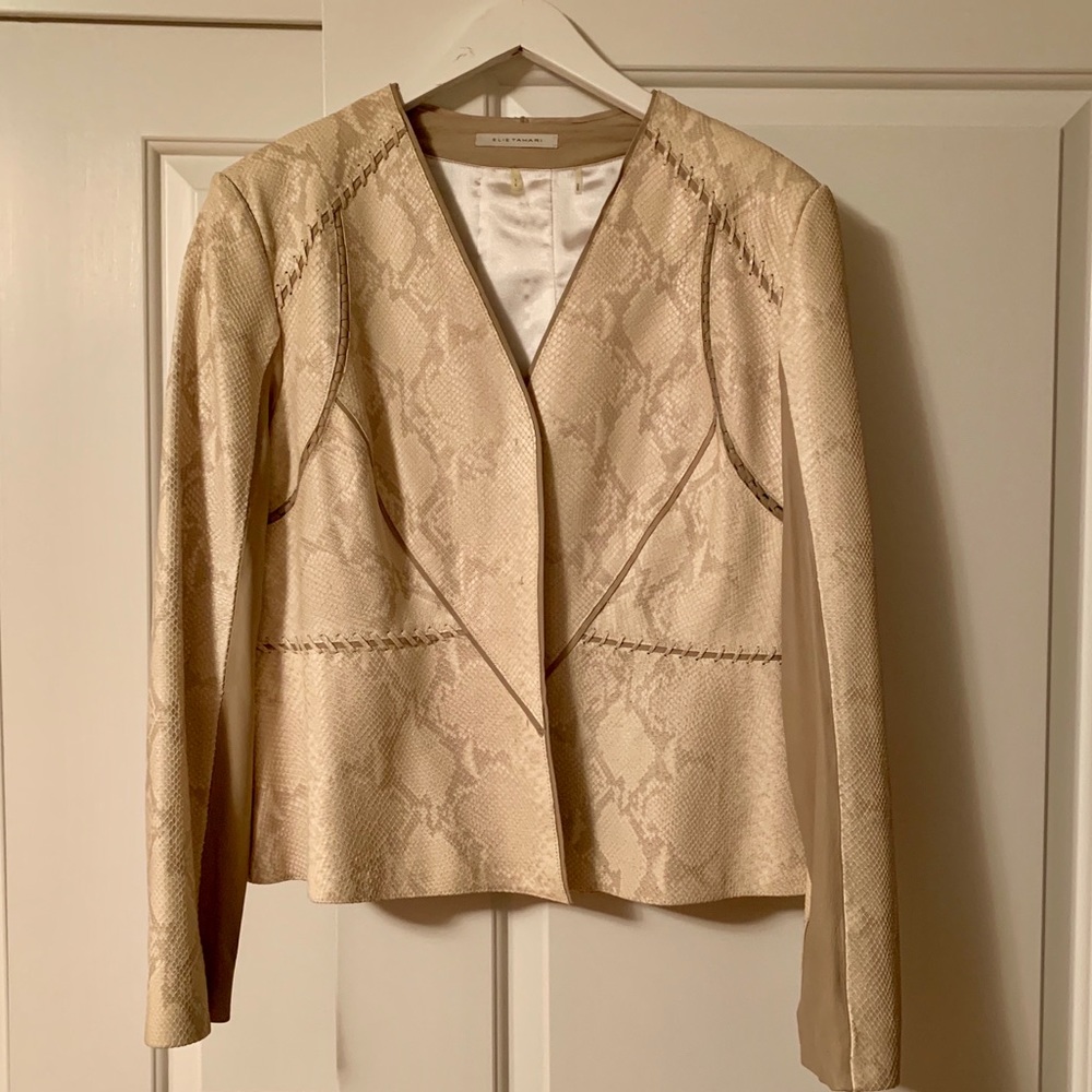 Elie Tahari Python Print Leather Jacket - image 3